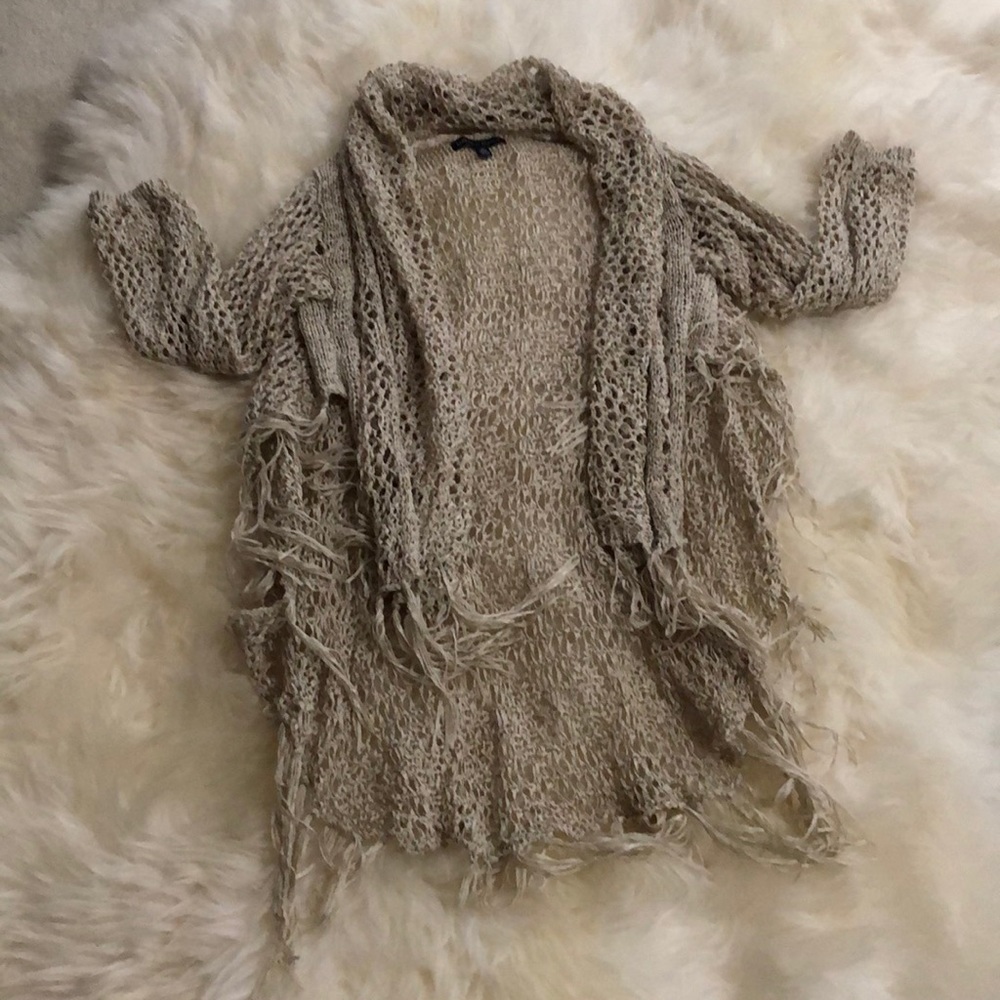 SAKS FIFTH AVENUE beige wrap with sleeves